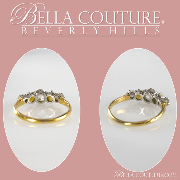 SOLD! - (ANTIQUE) VICTORIAN ANTIQUE .75 CT DIAMOND 14K YELLOW & WHITE GOLD NATURAL PEARL ENGAGEMENT ANNIVERSARY RING BAND - SIZE 6