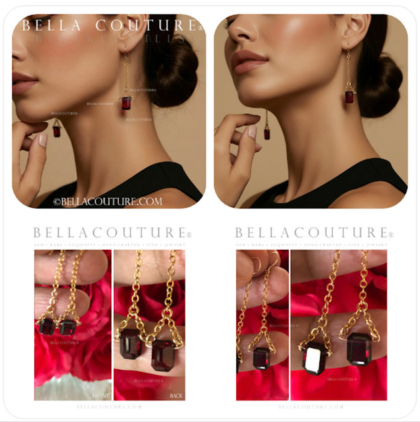 *** SPECIAL ORDER ***(11) ITEMS: (4) 18K White Gold & Sterling Silver Garnet Necklaces + (4) 18K White Gold & Sterling Silver Garnet Bracelets + (2) Pairs of 18K White Gold Garnet Earrings + (1) Pair of 18K White Gold Garnet Earrings