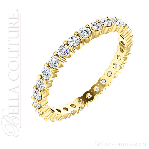 (NEW) BELLA COUTURE La NORA Fine Diamond Prong Set 14K Yellow Gold Eternity Ring Band (1 CT. TW.)