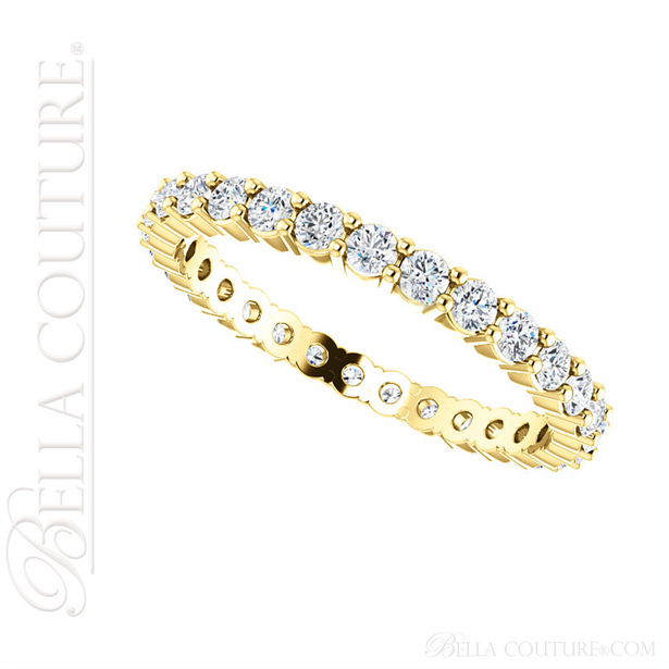 (NEW) BELLA COUTURE La NORA Fine Diamond Prong Set 14K Yellow Gold Eternity Ring Band (1 CT. TW.)