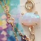 (NEW) BELLA COUTURE® 2" OPAL DREAMS Natural White Opal 14K Yellow Gold Teardrop Dangle Drop Earrings