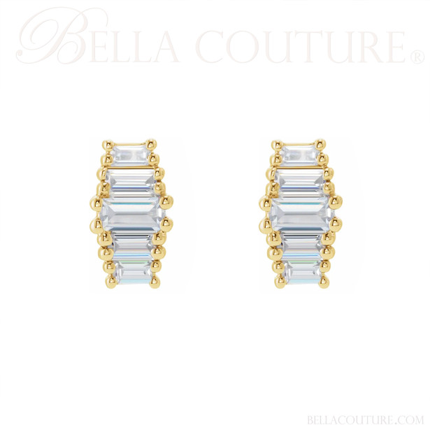 ZARAA 14K Yellow Gold 1/2 CT Diamond Stud Earrings By BELLA COUTURE ® - BAGUETTE COLLECTION