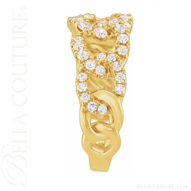 (NEW) BELLA COUTURE® JANE BORDEAUX® AUDRY 1 CTW Diamond Open Chain Woven 14K Yellow Gold Ring Band (1 CT. TW.)