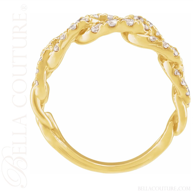 (NEW) BELLA COUTURE® JANE BORDEAUX® AUDRY 1 CTW Diamond Open Chain Woven 14K Yellow Gold Ring Band (1 CT. TW.)