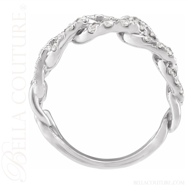 (NEW) BELLA COUTURE® JANE BORDEAUX® AUDRY 1 CTW Diamond Open Chain Woven 14K White Gold Ring Band (1 CT. TW.)