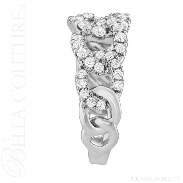 (NEW) BELLA COUTURE® JANE BORDEAUX® AUDRY 1 CTW Diamond Open Chain Woven 14K White Gold Ring Band (1 CT. TW.)