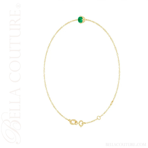 (NEW) BELLA COUTURE® VERDANT 4MM Emerald 14K Yellow Gold Link Chain Bracelet (6.5, 7, 7.5" inch)