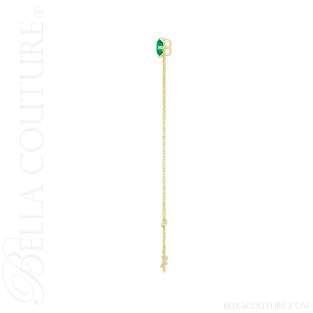 (NEW) BELLA COUTURE® VERDANT 5MM Emerald 14K Yellow Gold Link Chain Bracelet (6.5, 7, 7.5" inch)