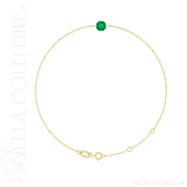 (NEW) BELLA COUTURE® VERDANT 5MM Emerald 14K Yellow Gold Link Chain Bracelet (6.5, 7, 7.5" inch)
