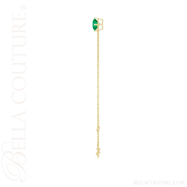 (NEW) BELLA COUTURE® VERDANT 6MM Emerald 14K Yellow Gold Link Chain Bracelet (6.5, 7, 7.5" inch)