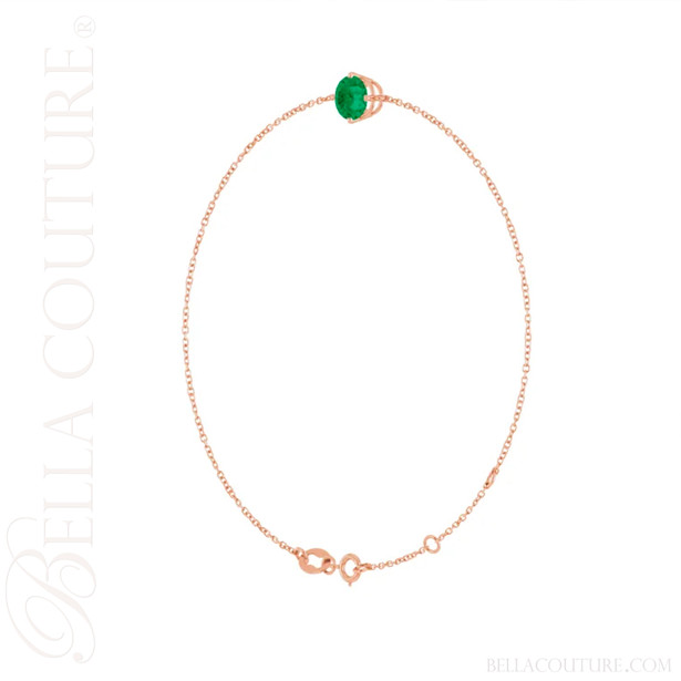 (NEW) BELLA COUTURE® VERDANT 6MM Emerald 14K Rose Gold Link Chain Bracelet (6.5, 7, 7.5" inch)