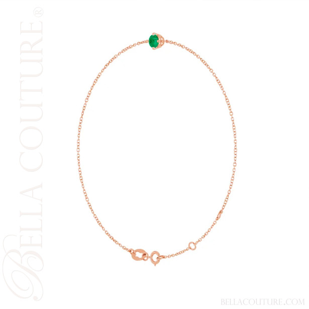 (NEW) BELLA COUTURE® VERDANT 4MM Emerald 14K Rose Gold Link Chain Bracelet (6.5, 7, 7.5" inch)