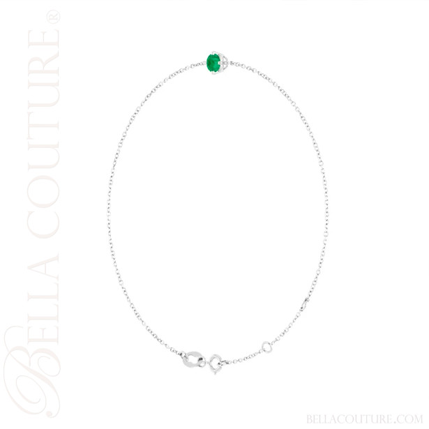 (NEW) BELLA COUTURE® VERDANT 4MM Emerald 14K White Gold Link Chain Bracelet (6.5, 7, 7.5" inch)