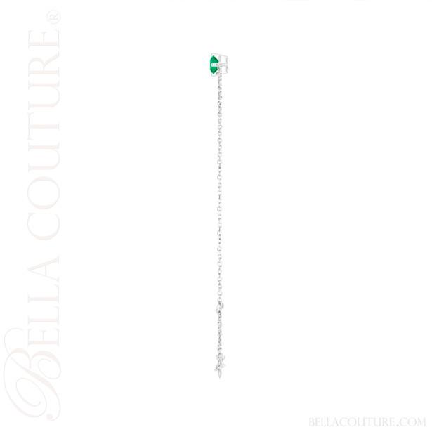 (NEW) BELLA COUTURE® VERDANT 4MM Emerald 14K White Gold Link Chain Bracelet (6.5, 7, 7.5" inch)