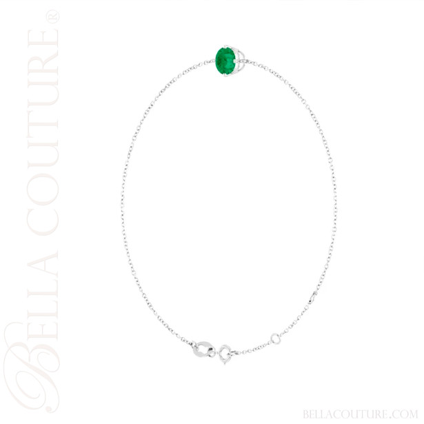 (NEW) BELLA COUTURE® VERDANT 6MM Emerald 14K White Gold Link Chain Bracelet (6.5, 7, 7.5" inch)