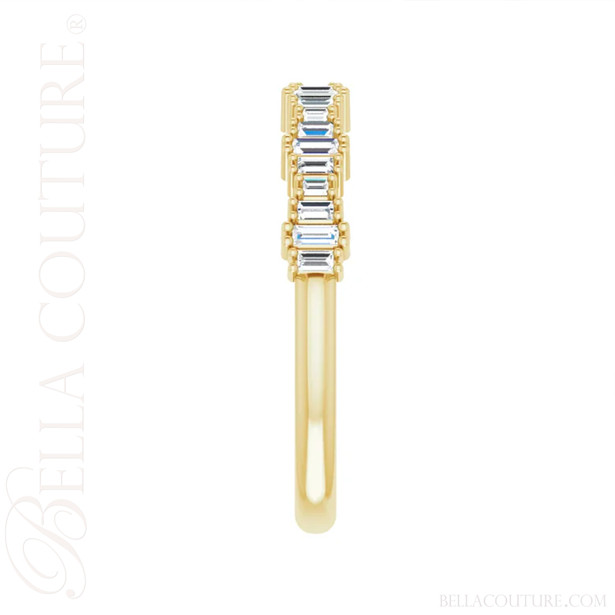 (NEW) ZARAA ART DECO White Topaz Petite Baguette 14K Yellow Gold Ring Band