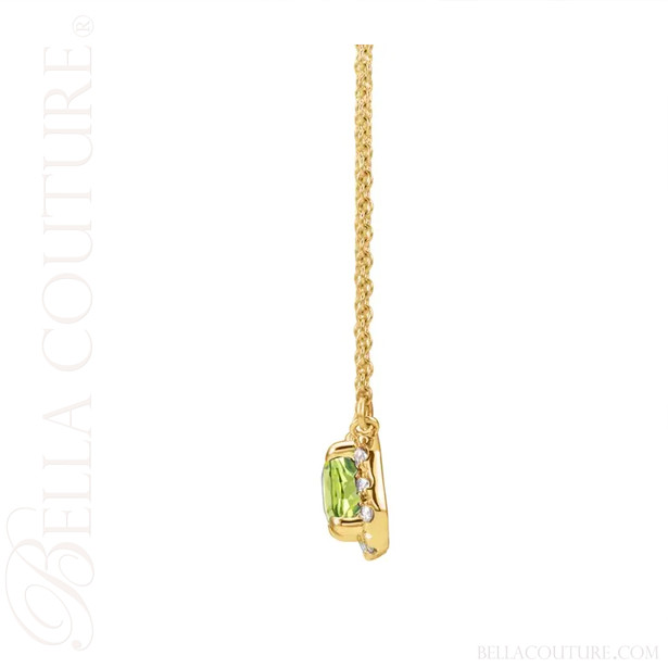 (NEW) BELLA COUTURE® BAYLIE 14K Yellow Gold Solitaire Baguette 7 MM x 5 MM Peridot Link Chain Necklace (18")