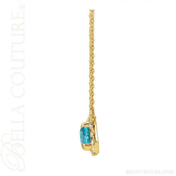 (NEW) BELLA COUTURE® BAYLIE Petite 14K Yellow Gold Solitaire Baguette 5 MM x 3 MM Zircon Link Chain Necklace (18")