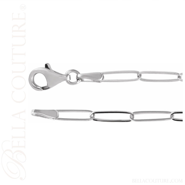 (NEW) BELLA COUTURE® BARBIE COUTURE Heart 14K White Gold Diamond Link Chain Bracelet (7" inch)