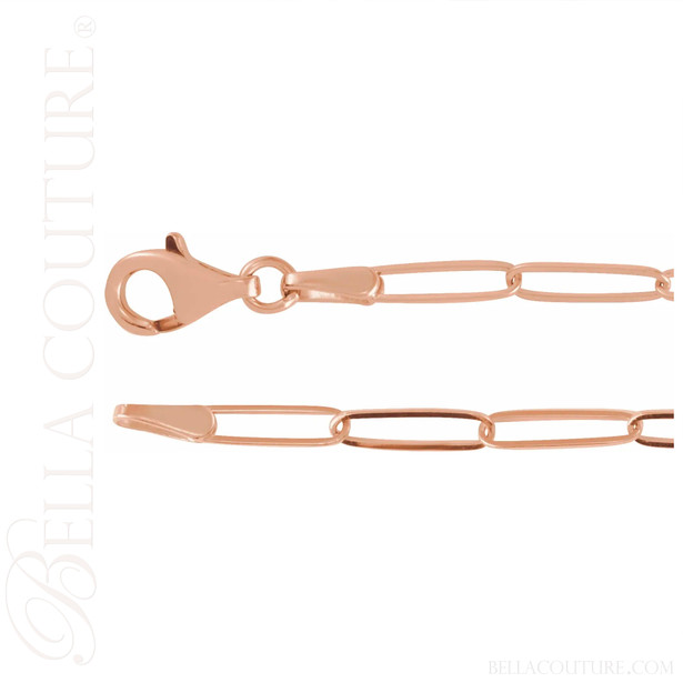 (NEW) BELLA COUTURE® BARBIE COUTURE Heart 14K Rose Gold Diamond Link Chain Bracelet (7" inch)