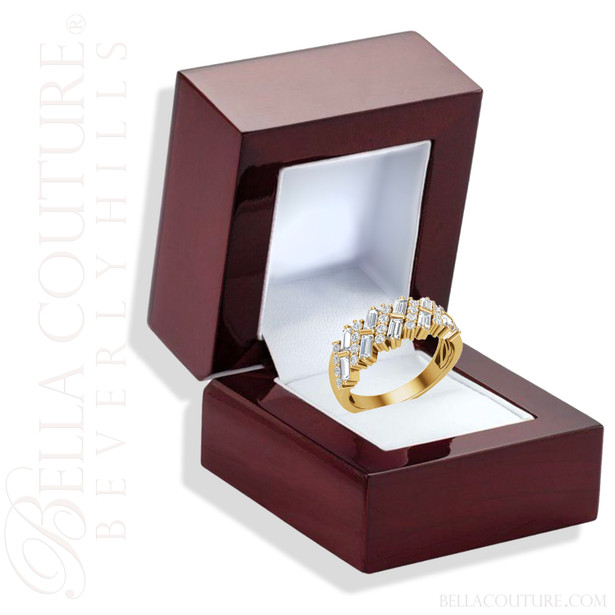 (NEW) BAGUETTE LOVER Caprio Art Deco 1CT Diamond Baguette 14K Yellow Gold Ring Band