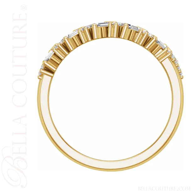 (NEW) BAGUETTE LOVER Caprio Art Deco 1CT Diamond Baguette 14K Yellow Gold Ring Band