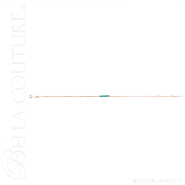 (NEW) BELLA COUTURE® JANE Pavé Sleeping Beauty Turquoise 14K Rose Gold Chain Bracelet (6.5", 7", 7.5" inch)