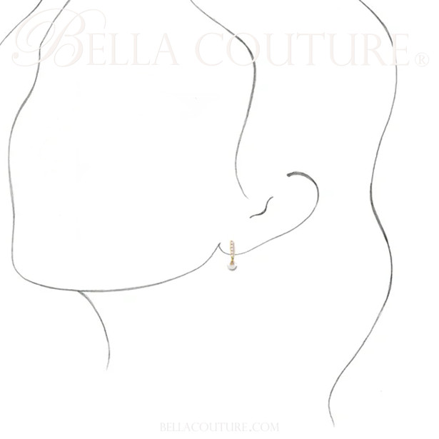 (NEW) BELLA COUTURE® ALISAA AKOYA PEARL DIAMOND 14K YELLOW GOLD DANGLE DROP LEVERBACK EARRINGS