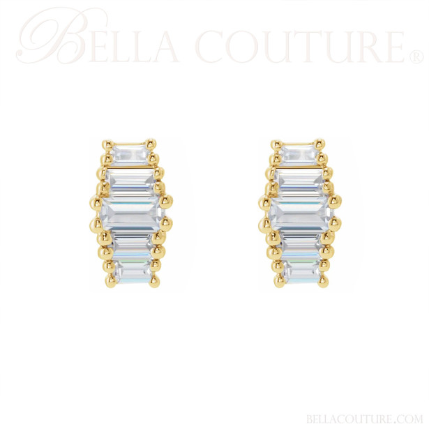 ZARAA 14K Rose Gold 1/2 CT Diamond Stud Earrings By BELLA COUTURE ® - BAGUETTE COLLECTION