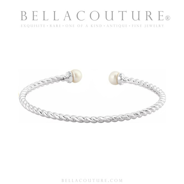 (NEW) BELLA COUTURE® BRIGITTE Twisted Cable 14K Yellow Gold Bangle Bracelet (7", 6.5" Inches - Adjustable)