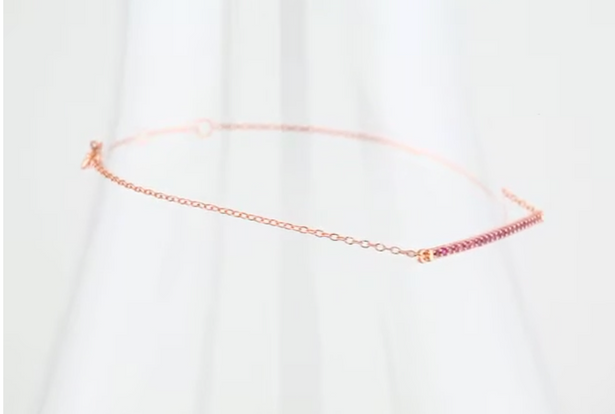 (NEW) BELLA COUTURE® BRIANNA NATURAL PINK SAPPHIRE 1/3 CT 14K ROSE GOLD BRACELET (8" / 7.5" / 7" Adjustable)