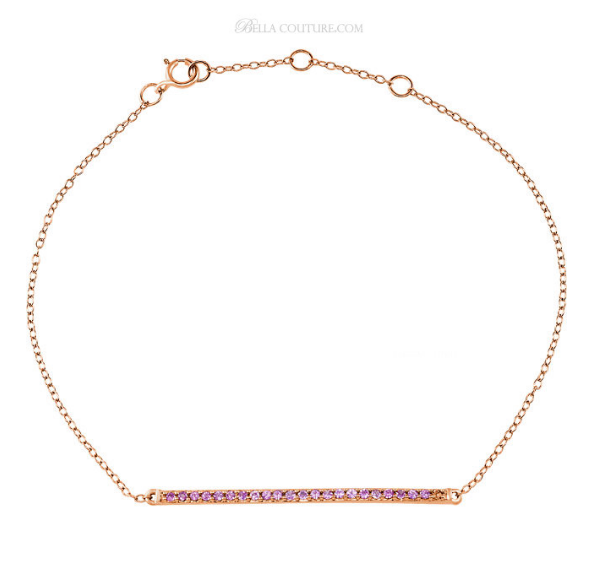 (NEW) BELLA COUTURE® BRIANNA NATURAL PINK SAPPHIRE 1/3 CT 14K ROSE GOLD BRACELET (8" / 7.5" / 7" Adjustable)