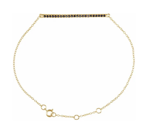 (NEW) BELLA COUTURE® BRIANNA NATURAL BLUE SAPPHIRE 1/3 CT 14K YELLOW GOLD BRACELET (8" / 7.5" / 7" Adjustable)