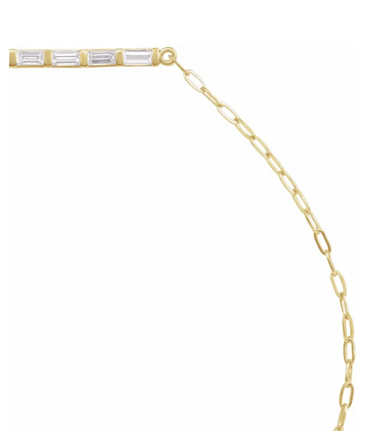 (NEW) BELLA COUTURE® ARIANNA BAGUETTE DIAMOND BAR 1/3 CT 14K YELLOW GOLD BRACELET (7.5" / 7" / 6.5" Adjustable)