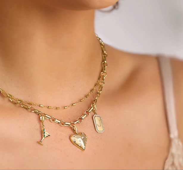 (NEW) BELLA COUTURE® CHARLIZE 14K Yellow Gold Engravable 1/6 CTW Natural Diamond Rectangle Tag Charm Pendant (Personalize & Engravable)