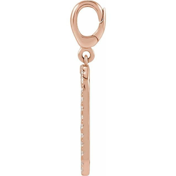 (NEW) BELLA COUTURE® CHARLIZE 14K Rose Gold Engravable 1/6 CTW Natural Diamond Rectangle Tag Charm Pendant (Personalize & Engravable)