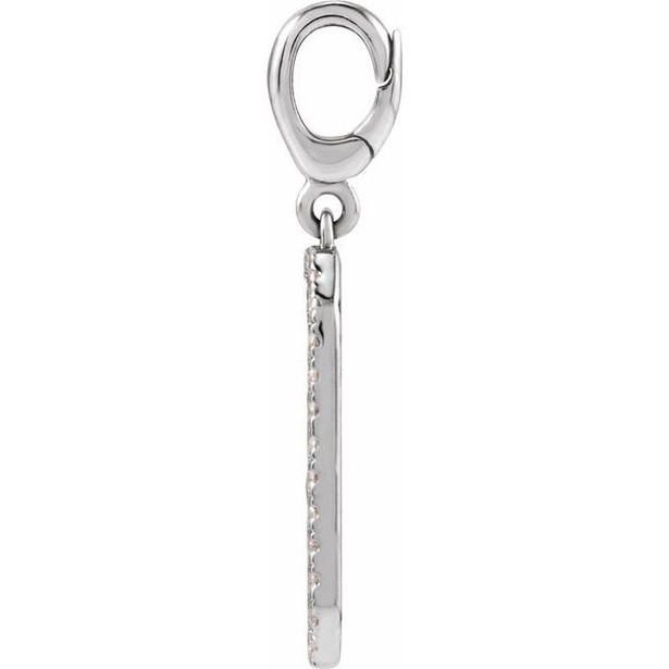 (NEW) BELLA COUTURE® CHARLIZE 14K White Gold Engravable 1/6 CTW Natural Diamond Rectangle Tag Charm Pendant (Personalize & Engravable)