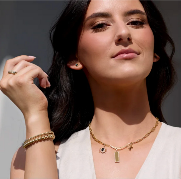 (NEW) BELLA COUTURE® BRIELL 14K Rose Gold Engravable 1/3 CTW Natural Diamond Rectangle Tag Charm Pendant (14 Letter Limit) (Personalize & Engravable)