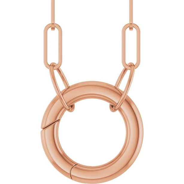 (NEW) BELLA COUTURE® COVENTRY 14K ROSE GOLD OVAL CHAIN CHARM & PENDANT HOLDER BRACELET (7" / 6.5" Adjustable)