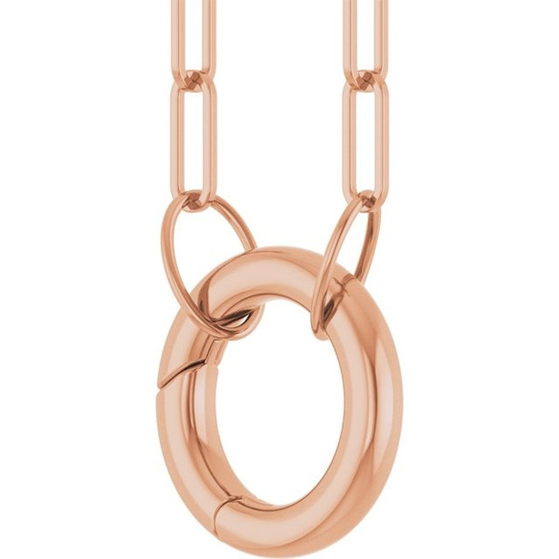 (NEW) BELLA COUTURE® COVENTRY 14K ROSE GOLD OVAL CHAIN CHARM & PENDANT HOLDER BRACELET (7" / 6.5" Adjustable)