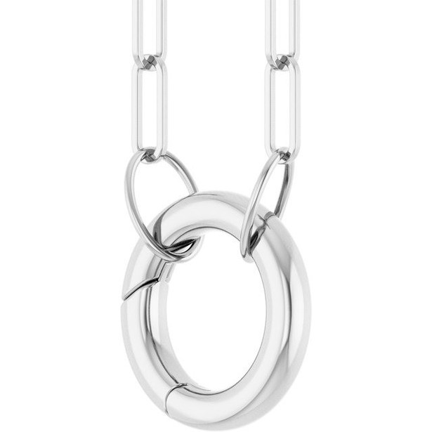 (NEW) BELLA COUTURE® COVENTRY STERLING SILVER OVAL CHAIN CHARM & PENDANT HOLDER BRACELET (7" / 6.5" Adjustable)