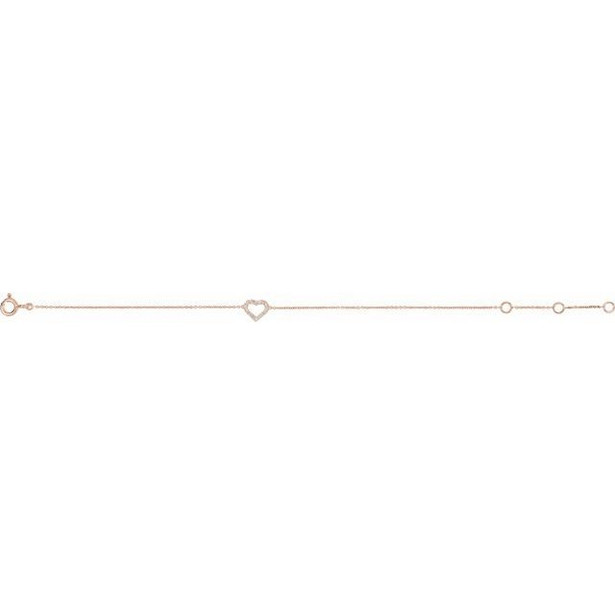 (NEW) BELLA COUTURE® DEMURE DIAMOND HEART 14K ROSE GOLD BRACELET (7"/ 6.5" / 6" Adjustable)
