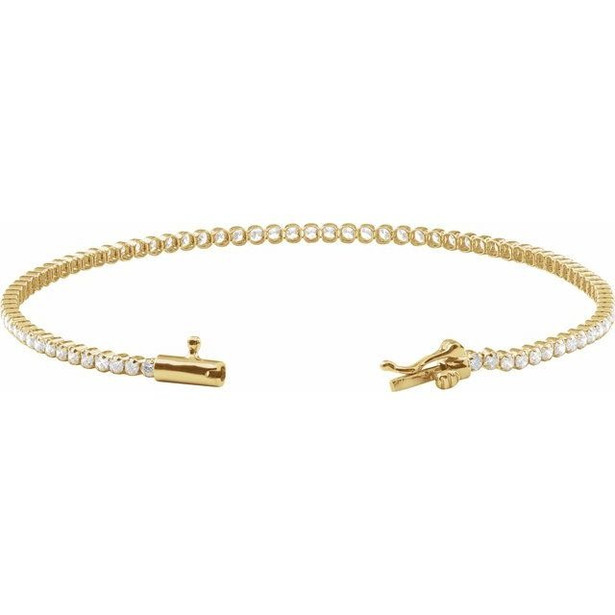 (NEW) BELLA COUTURE® PORTIA 2CT DIAMOND ROUND 14K YELLOW GOLD LINE TENNIS BRACELET (7")