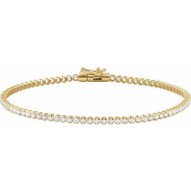 (NEW) BELLA COUTURE® PORTIA 2CT DIAMOND ROUND 14K YELLOW GOLD LINE TENNIS BRACELET (7")