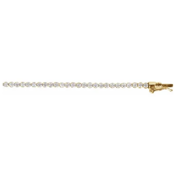 (NEW) BELLA COUTURE® PORTIA 2CT DIAMOND ROUND 14K YELLOW GOLD LINE TENNIS BRACELET (7")