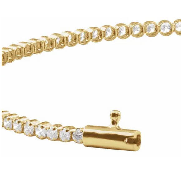 (NEW) BELLA COUTURE® PORTIA 2CT DIAMOND ROUND 14K YELLOW GOLD LINE TENNIS BRACELET (7")