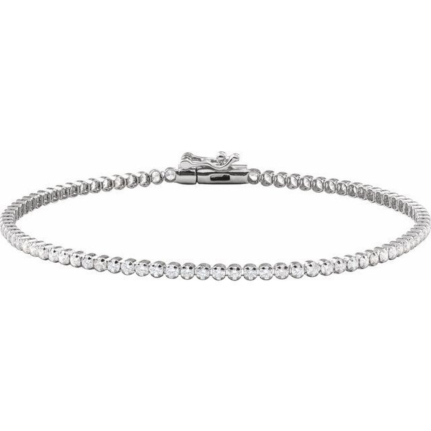 (NEW) BELLA COUTURE® PORTIA 2CT DIAMOND ROUND 14K WHITE GOLD LINE TENNIS BRACELET (7")