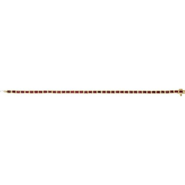 (NEW) BELLA COUTURE® ASHLEY 5CT GARNET BAGUETTE 14K YELLOW GOLD LINE TENNIS BRACELET (7")