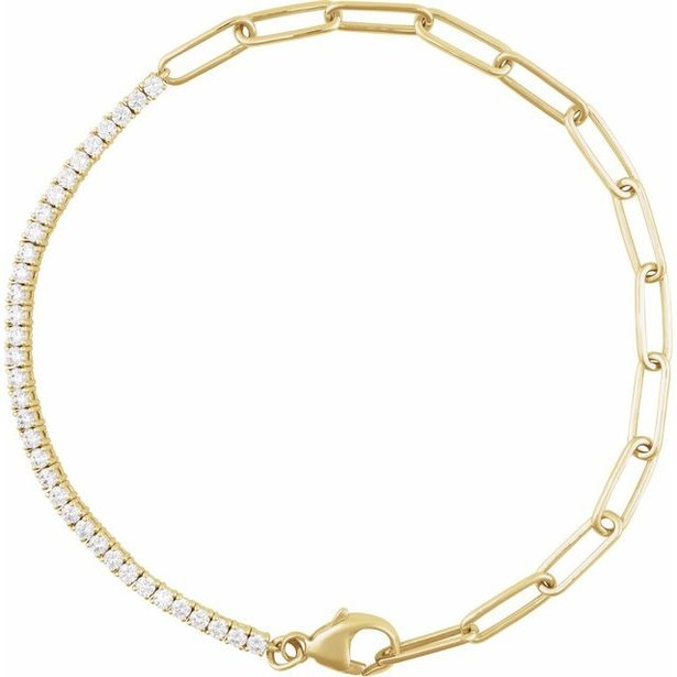(NEW) BELLA COUTURE® LeDIOR NOIR 1.5CT ROUND DIAMOND 14K YELLOW GOLD LINE TENNIS LINK CHAIN BRACELET (7.5", 7", 6.5")