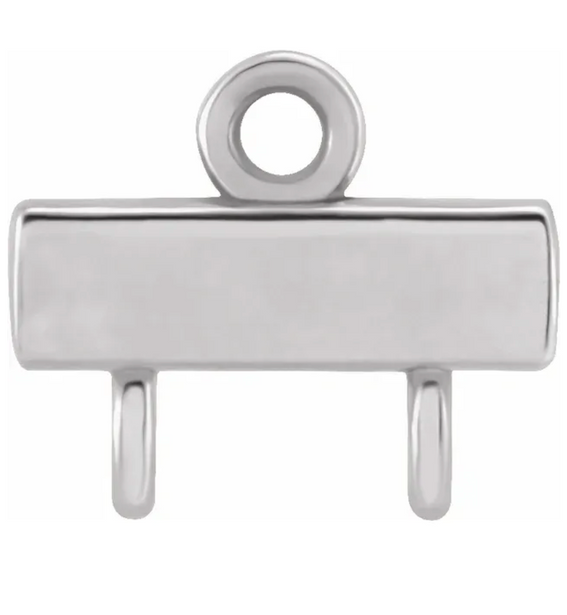 Gold Bar 1 x 2 Loop Connector Link - 18K White Gold - Small 6.5MM Width (1 Piece) (Earrings, Bracelet, Necklace)